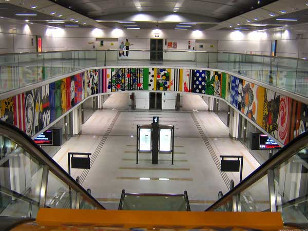 Buangkok MRT interior top view, flooring Saudi White Granite and Golden Leaf Granite